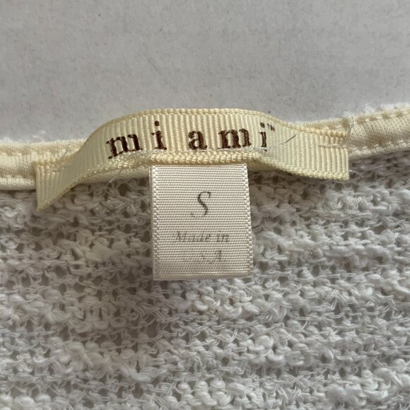 Maimi Boxy Tee Top Blouse Cream Beige Crochet Oversized Floral V neck Knit Sz S - Picture 7 of 10